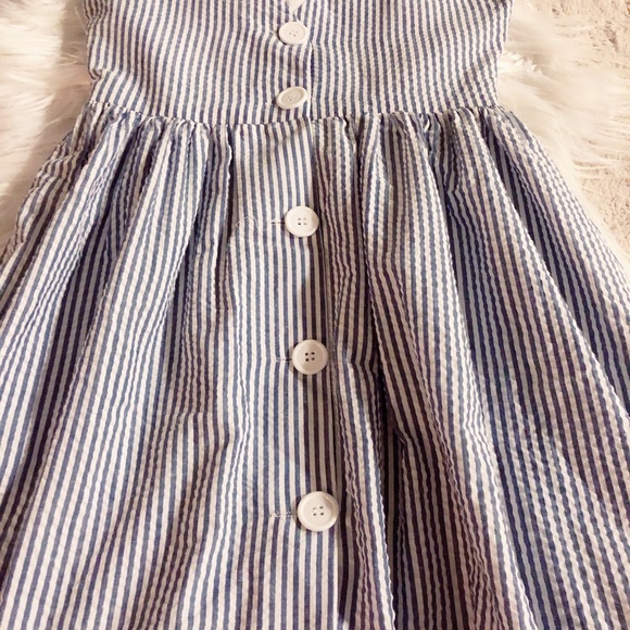 Vintage Seersucker Blue Stripe Mini Sundress - Picture 5 of 5